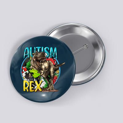 Autism Rex Cool Autism Awareness T Rex Design Button