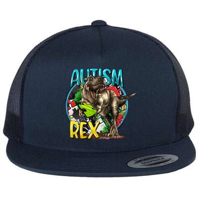 Autism Rex Cool Autism Awareness T Rex Design Flatbill Hat