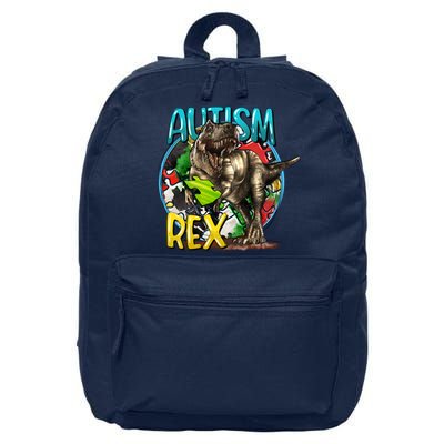 Autism Rex Cool Autism Awareness T Rex Design 16 in Basic Backpack