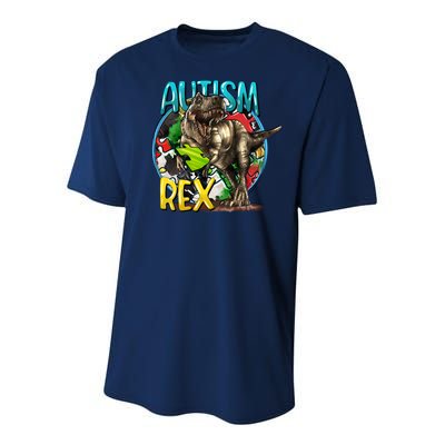 Autism Rex Cool Autism Awareness T Rex Design Youth Performance Sprint T-Shirt