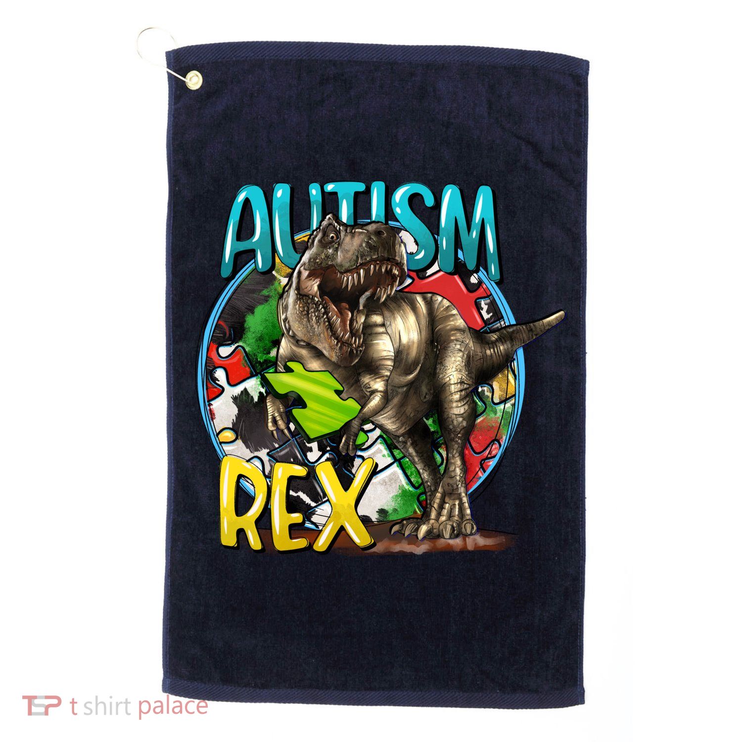 Autism Rex Cool Autism Awareness T Rex Design Golf Towel