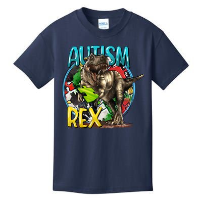 Autism Rex Cool Autism Awareness T Rex Design Kids T-Shirt