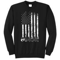 Auto Repairman Car Mechanic Wrench Workshop Tools USA Flag Sweatshirt