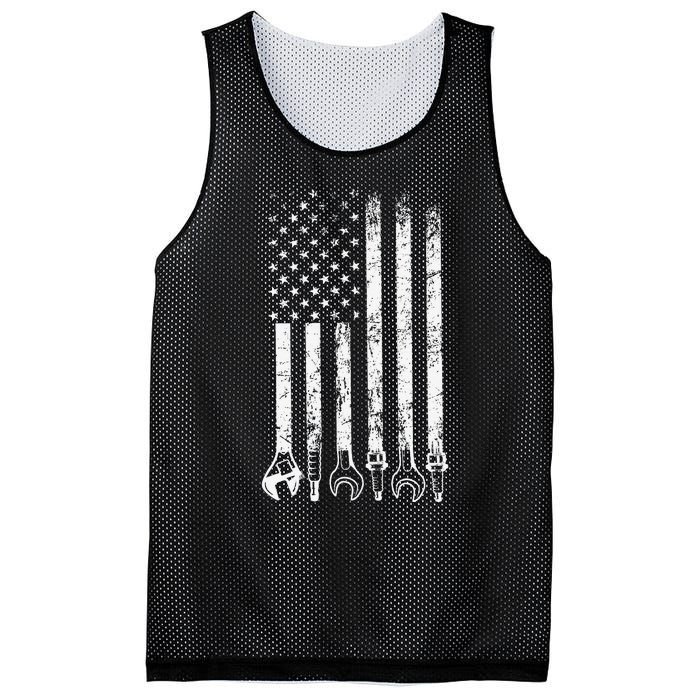 Auto Repairman Car Mechanic Wrench Workshop Tools USA Flag Mesh Reversible Basketball Jersey Tank