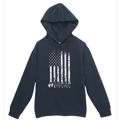 Auto Repairman Car Mechanic Wrench Workshop Tools USA Flag Urban Pullover Hoodie