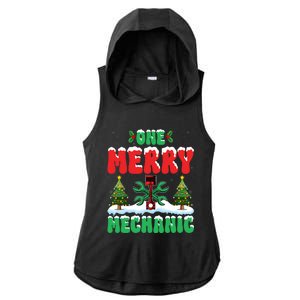 Auto Repairman Christmas One Merry Mechanic Xmas Tree Ladies PosiCharge Tri-Blend Wicking Draft Hoodie Tank