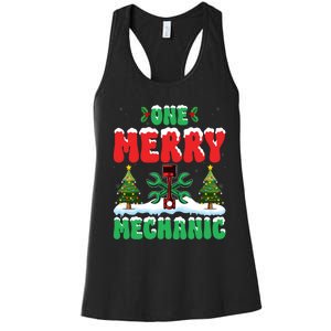 Auto Repairman Christmas One Merry Mechanic Xmas Tree Women's Racerback Tank