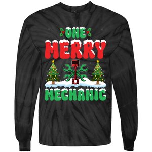 Auto Repairman Christmas One Merry Mechanic Xmas Tree Tie-Dye Long Sleeve Shirt