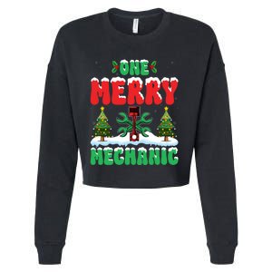 Auto Repairman Christmas One Merry Mechanic Xmas Tree Cropped Pullover Crew