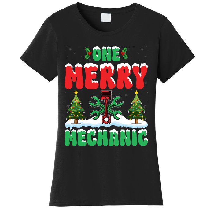 Auto Repairman Christmas One Merry Mechanic Xmas Tree Women's T-Shirt