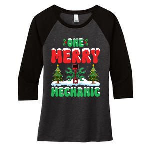 Auto Repairman Christmas One Merry Mechanic Xmas Tree Women's Tri-Blend 3/4-Sleeve Raglan Shirt