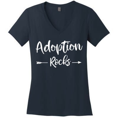 Adoption Rocks Cute Christian Adopt Adoption Day Family Women's V-Neck T-Shirt