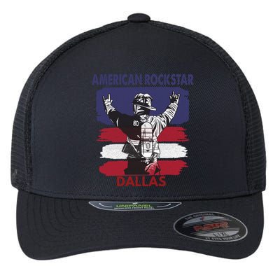 American Rockstar Dallas Texas Gift For Firefighter Cool Gift Flexfit Unipanel Trucker Cap