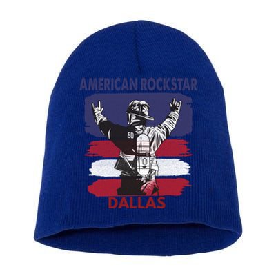 American Rockstar Dallas Texas Gift For Firefighter Cool Gift Short Acrylic Beanie