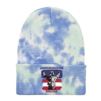 American Rockstar Dallas Texas Gift For Firefighter Cool Gift Tie Dye 12in Knit Beanie