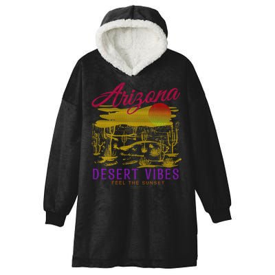Arizona Retro Desert Vibes Hooded Wearable Blanket