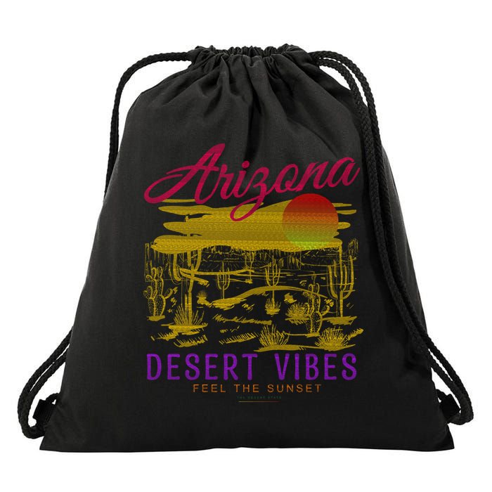Arizona Retro Desert Vibes Drawstring Bag