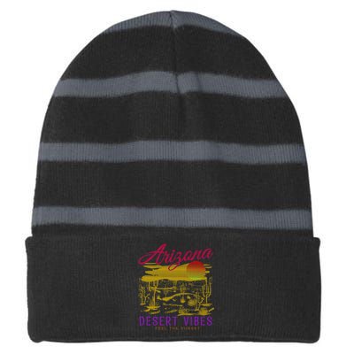 Arizona Retro Desert Vibes Striped Beanie with Solid Band