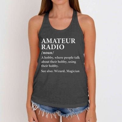 Amateur Radio Definition Hobby Funny Ham Radio Operator Women's Knotted Racerback Tank