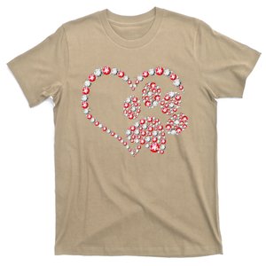 Animal Rescue Dog Paw Print Heart For Valentines Day T-Shirt