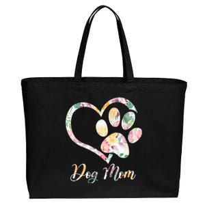 Animal Rescue Dog Paw Print Tie Dye Rainbow Dog Love Cotton Canvas Jumbo Tote