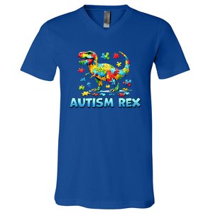 Autism Rex Dinosaur Gift V-Neck T-Shirt