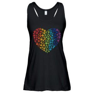 Animal Rescue Dog Cat Paw Heart Print Rainbow Dog Dad Mom Ladies Essential Flowy Tank