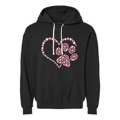 Animal Rescue Dog Paw Print Heart For Valentines Day Garment-Dyed Fleece Hoodie