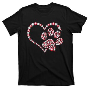 Animal Rescue Dog Paw Print Heart For Valentines Day T-Shirt