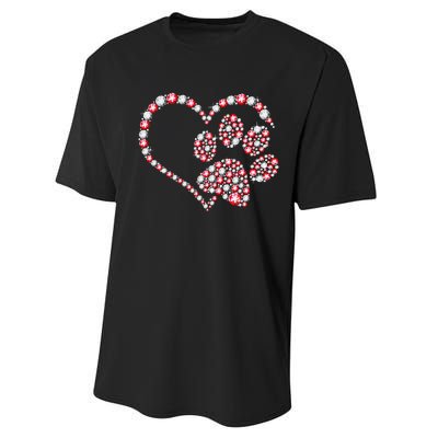 Animal Rescue Dog Paw Print Heart For Valentines Day Performance Sprint T-Shirt