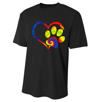 Animal Rescue Dog Paw Print Tie Dye Rainbow Dog Love Performance Sprint T-Shirt