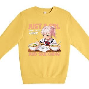 Anime Ramen Drawing Sketching Japan Anime Premium Crewneck Sweatshirt