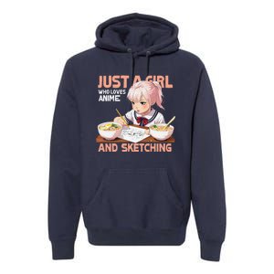 Anime Ramen Drawing Sketching Japan Anime Premium Hoodie