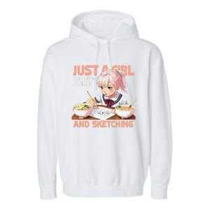 Anime Ramen Drawing Sketching Japan Anime Garment-Dyed Fleece Hoodie