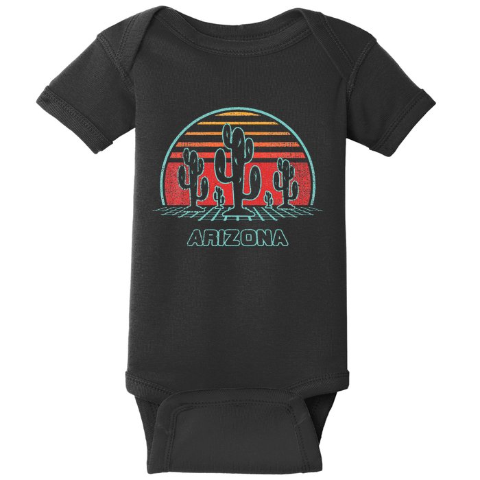 Arizona Retro Desert Sunset 80s Style Baby Bodysuit