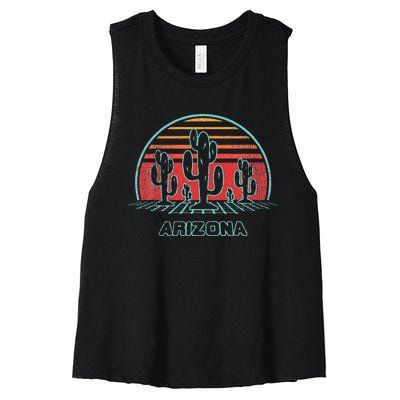 Arizona Retro Desert Sunset 80s Style Women's Racerback Cropped Tank