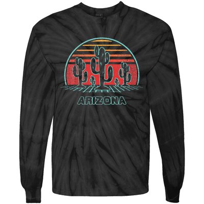 Arizona Retro Desert Sunset 80s Style Tie-Dye Long Sleeve Shirt