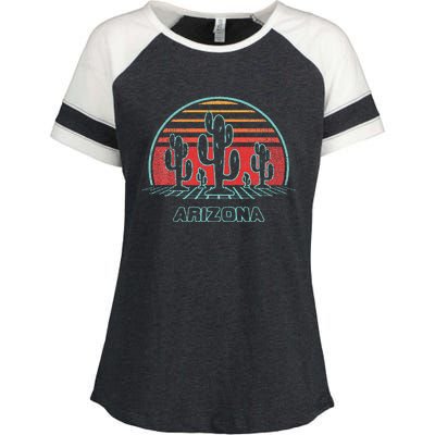 Arizona Retro Desert Sunset 80s Style Enza Ladies Jersey Colorblock Tee