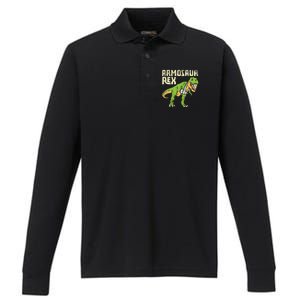 Armosaur Rex Dinosaur Fractured Arms Broken Arm Surgery B.o.y.s Long Sleeve Performance Long Sleeve Polo