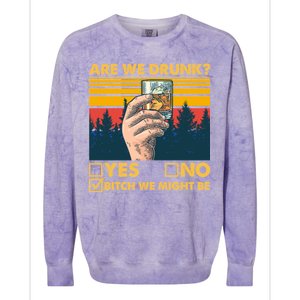 Are We Drunk? Yes No B*tch We Might Be Colorblast Crewneck Sweatshirt