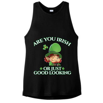 Are You Irish or Just Good Looking Leprechaun Ladies PosiCharge Tri-Blend Wicking Tank