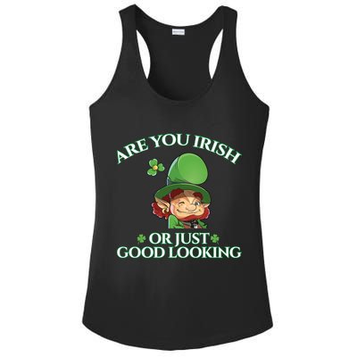 Are You Irish or Just Good Looking Leprechaun Ladies PosiCharge Competitor Racerback Tank