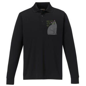 Are You Kitten Me Performance Long Sleeve Polo