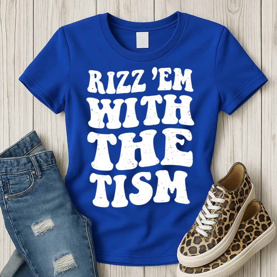 Autism Rizz Em With The Tism Funny Autistic Meme Groovy Cool Gift Womens T-Shirt