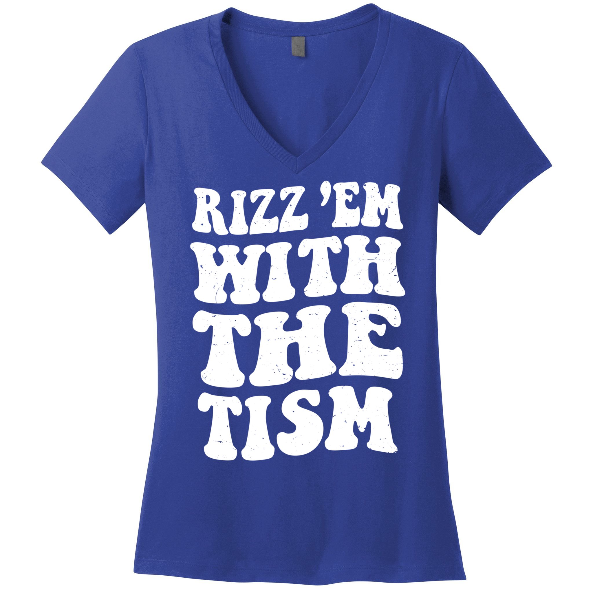 Autism Rizz Em With The Tism Funny Autistic Meme Groovy Cool Gift Women's V-Neck T-Shirt