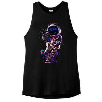 Astronaut Rave Edm Techno Festival Psytrance Dubstep Ladies PosiCharge Tri-Blend Wicking Tank