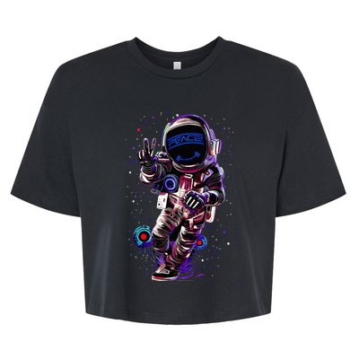 Astronaut Rave Edm Techno Festival Psytrance Dubstep Bella+Canvas Jersey Crop Tee