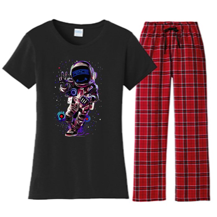 Astronaut Rave Edm Techno Festival Psytrance Dubstep Women's Flannel Pajama Set