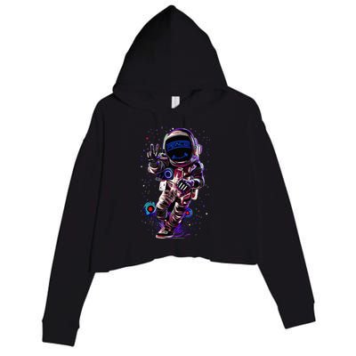 Astronaut Rave Edm Techno Festival Psytrance Dubstep Crop Fleece Hoodie