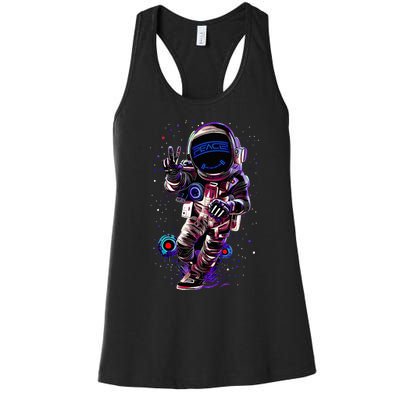 Astronaut Rave Edm Techno Festival Psytrance Dubstep Women's Racerback Tank